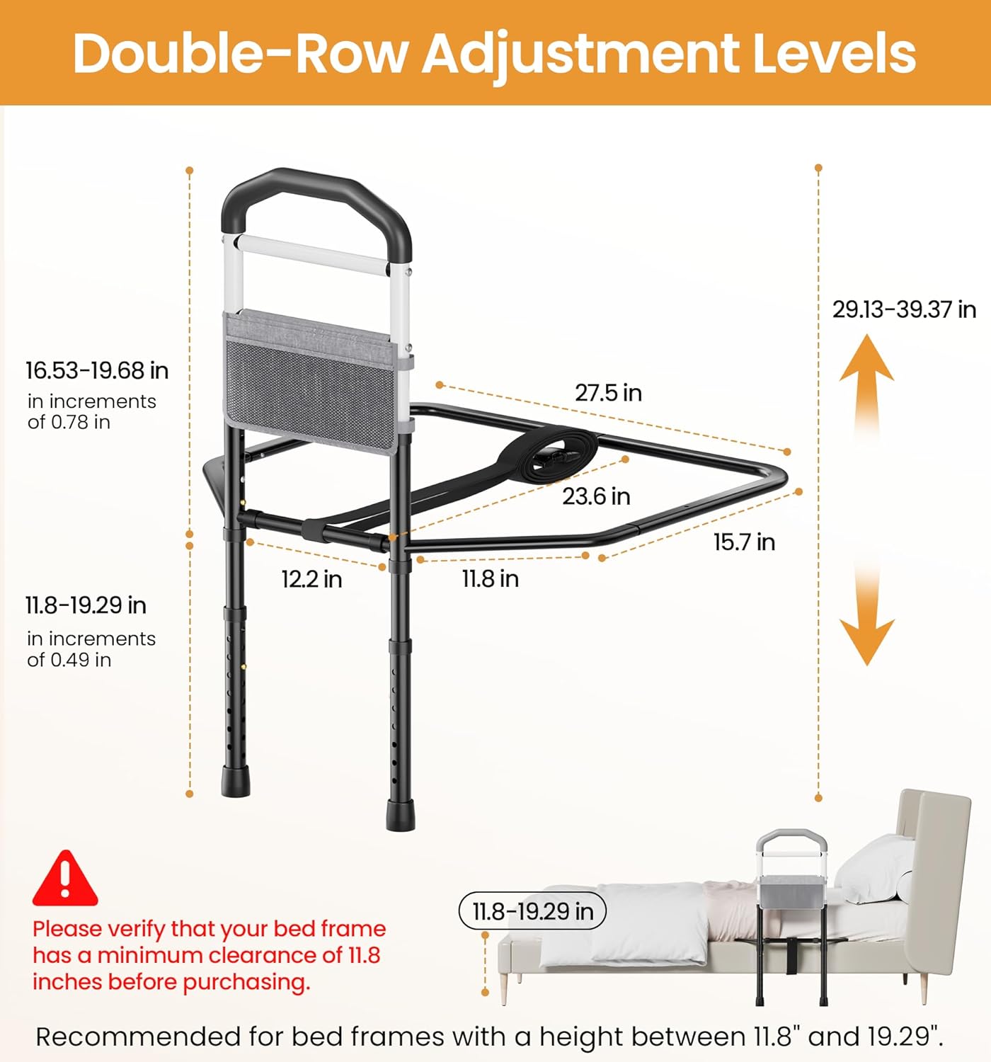 Bed Rails for Elderly Adults Safety, SGS Tested & ASTM Compliant, 350lbs Support, Tool-Free Setup, Wider Contact Base