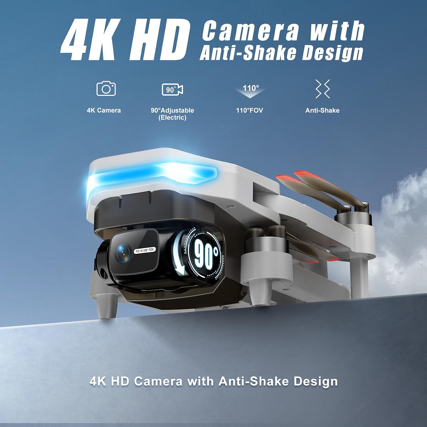 Drones with Camera for Adults 4K, GPS Auto Return, Waypoint Flight, Orbit Fly, GPS Follow, Gesture Control, Foldable