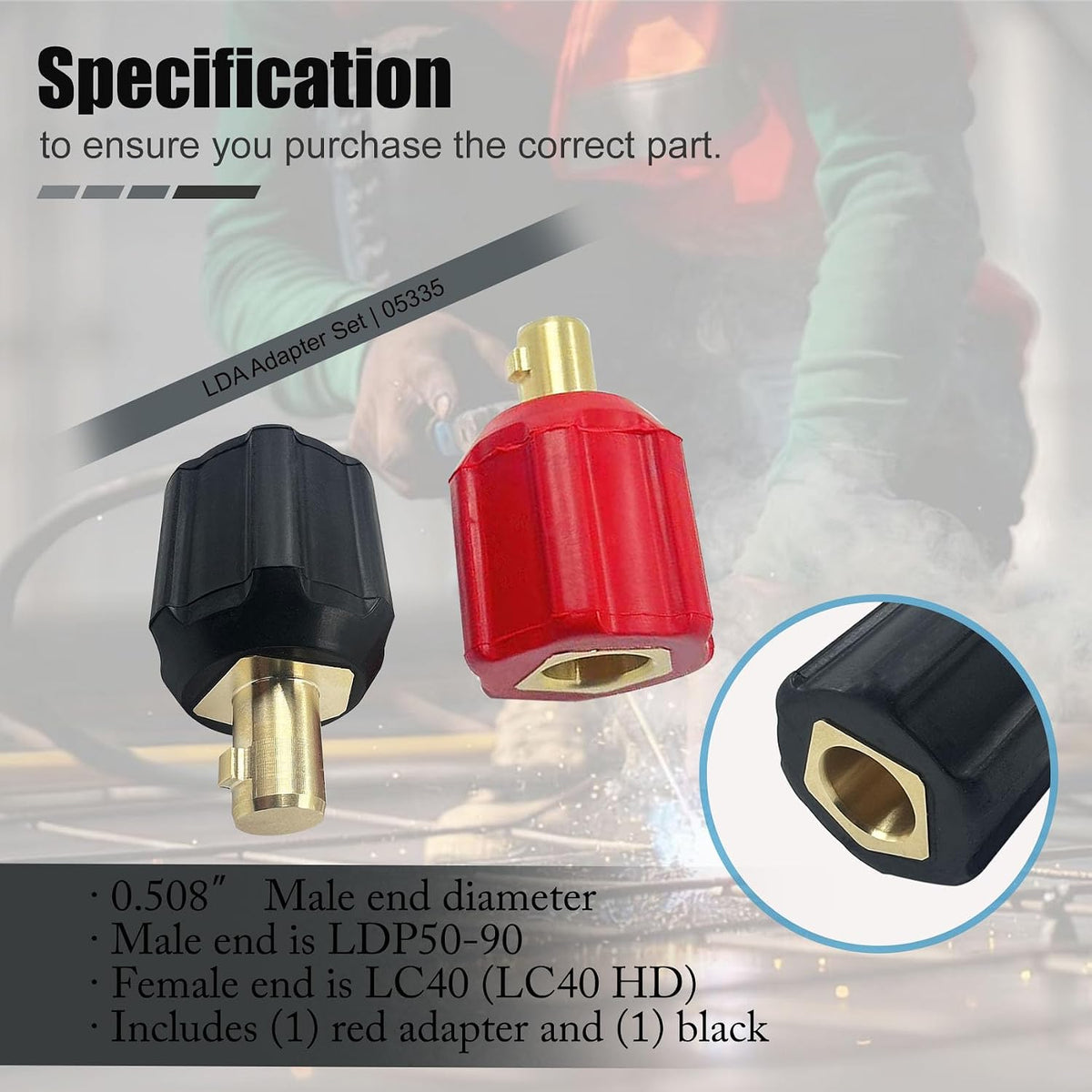 05335 Welding Leads Adapter Set, Dinse-Type Machine Plug Connector, 2 Pack