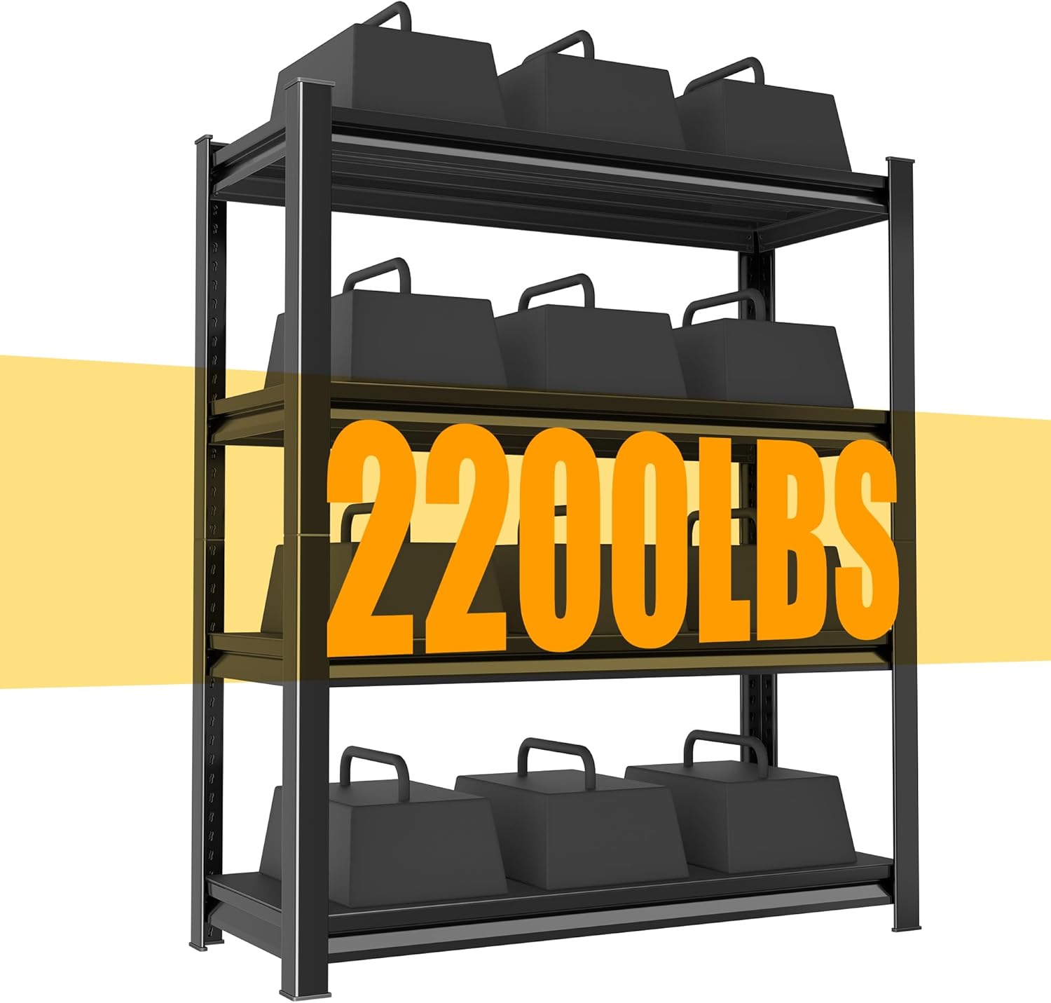 48" W Garage Shelving Heavy Duty, 2200LBS Loads Adjustable Garage Storage Shelves,4-Tier Metal Storage Racks and