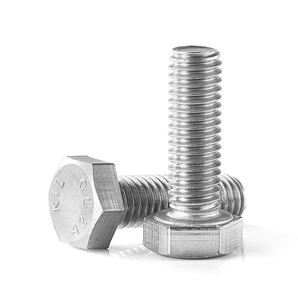M5-0.8 x 16mm Heavy Duty Hexagon Bolts Hex Head Screws, 304 Stainless Steel, Metric Machine Fully Thread, Bright Finish, 50PCS