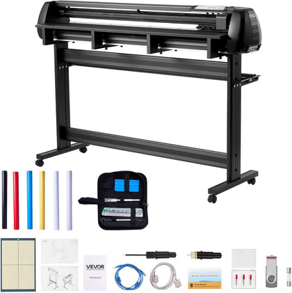 Vinyl Cutter Machine, 53 inch Max Feed Width, Dual Blades, Adjustable Force and Speed, LED Display, Vinyl Plotter