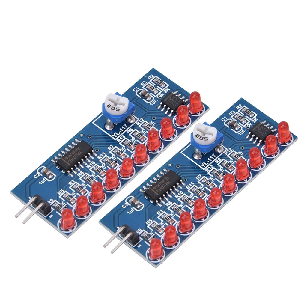 2 Pcs NE555 + CD4017 Water Flowing Light Module, Soldering Practice Kit LED Chaser, DIY Kit Electronic Circuit LED Running Light