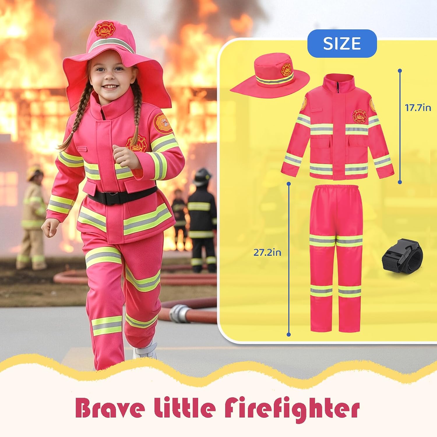 4-in-1 Career Dress Up Clothes for Girls Ages 3-8, Doctor, Firefighter & Police Costumes, Pretend Play Gift for Kids