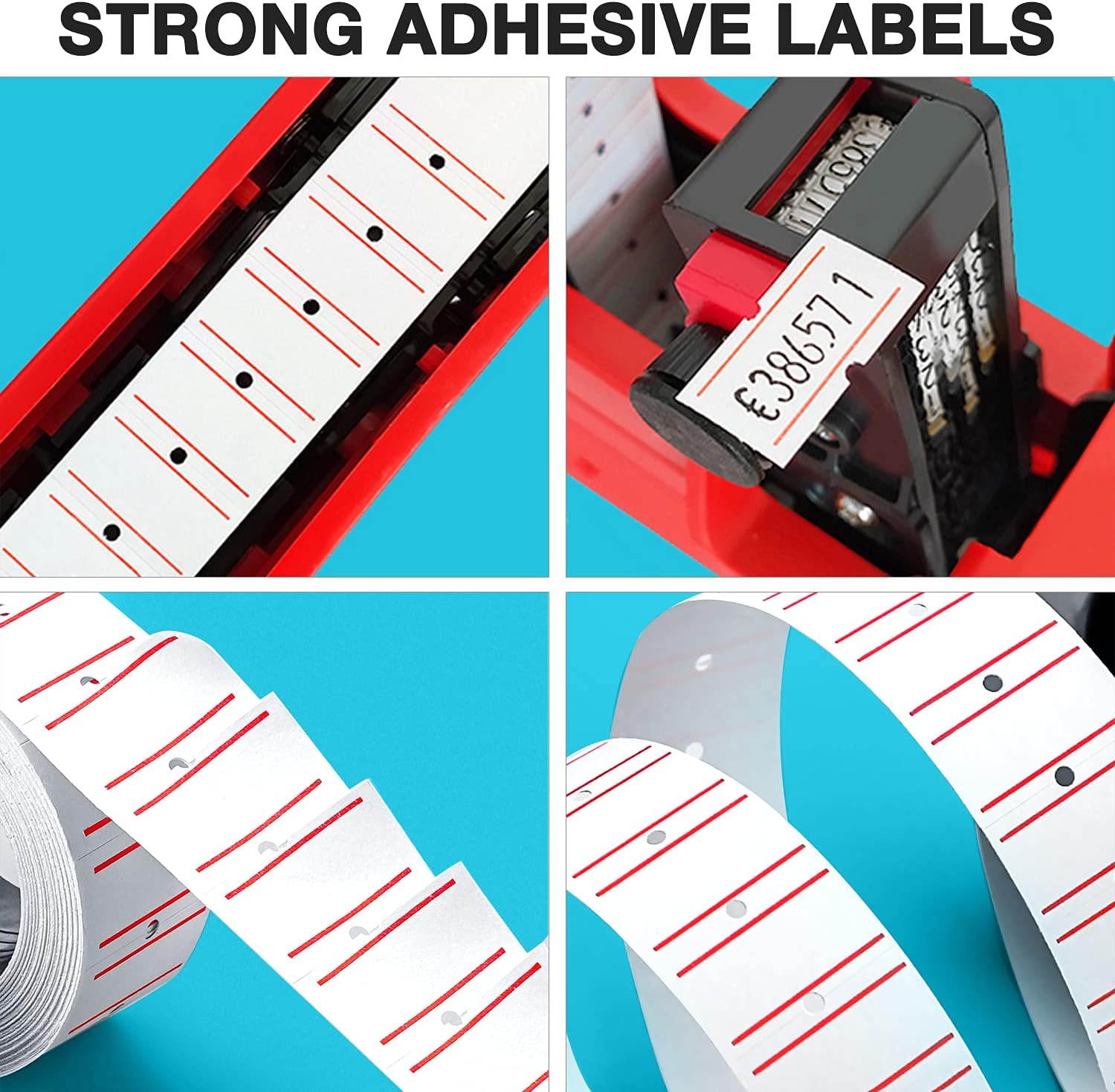 30 Rolls 15000pcs White Price Gun Labels for Mx-5500 Labeller White Pricemarker Stickers Plus 3 Piece Refill Ink Rolls