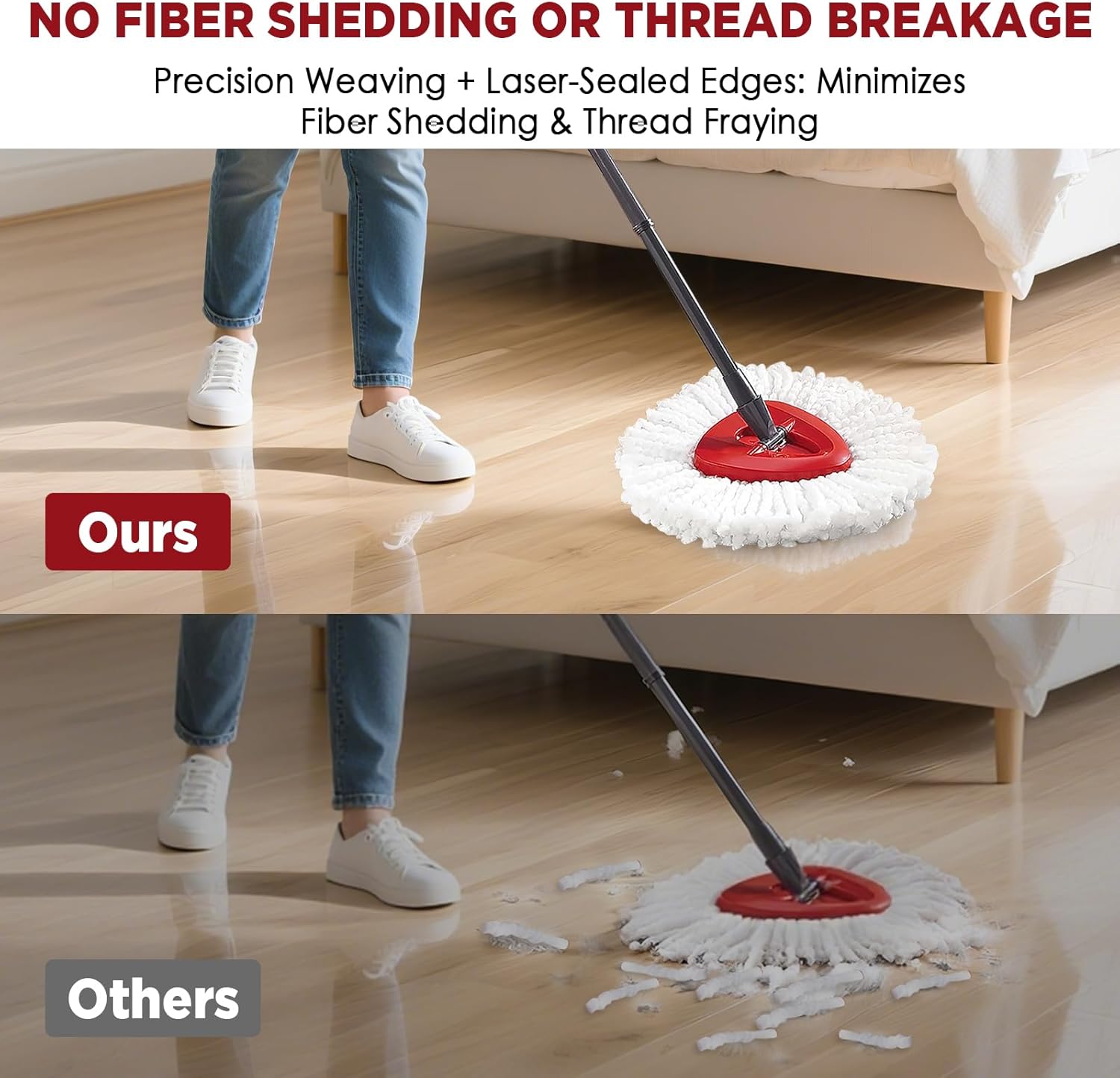 Mop Head Replacement for O-Cedar Easy Wring 1-Tank System，Exovyn Spin Mophead Replacements，Microfiber 6 Pack 360°
