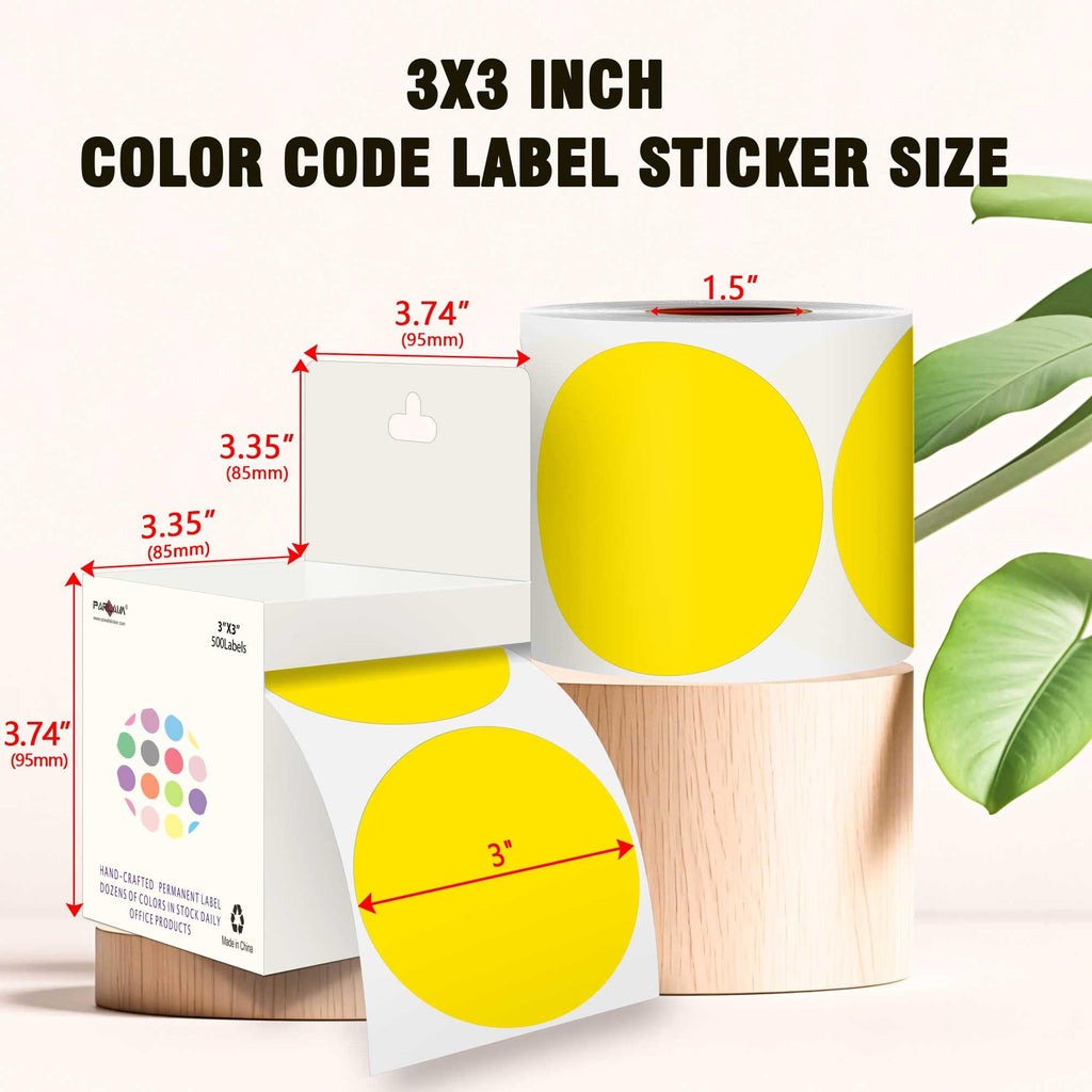 3”Color Coding Labels Stickers,4Rolls/2000per Dispenser Box Round Adhesive Circle Dot Stickers for Inventory Office