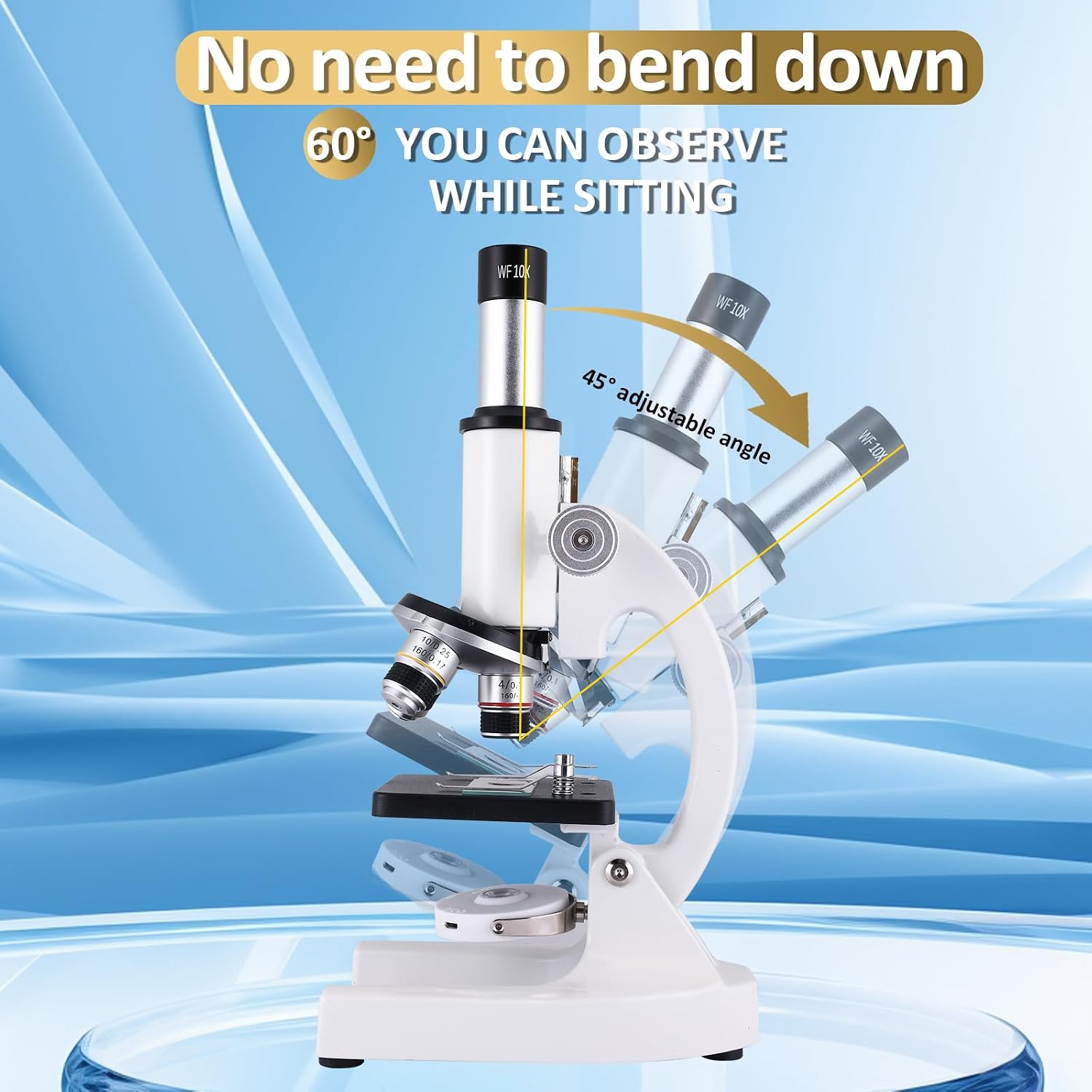 Microscope 40X-2500X Magnification with 4.3-inch Display, Wide-Angle 10X and 25X eyepieces, and Built-in 5-megapixel