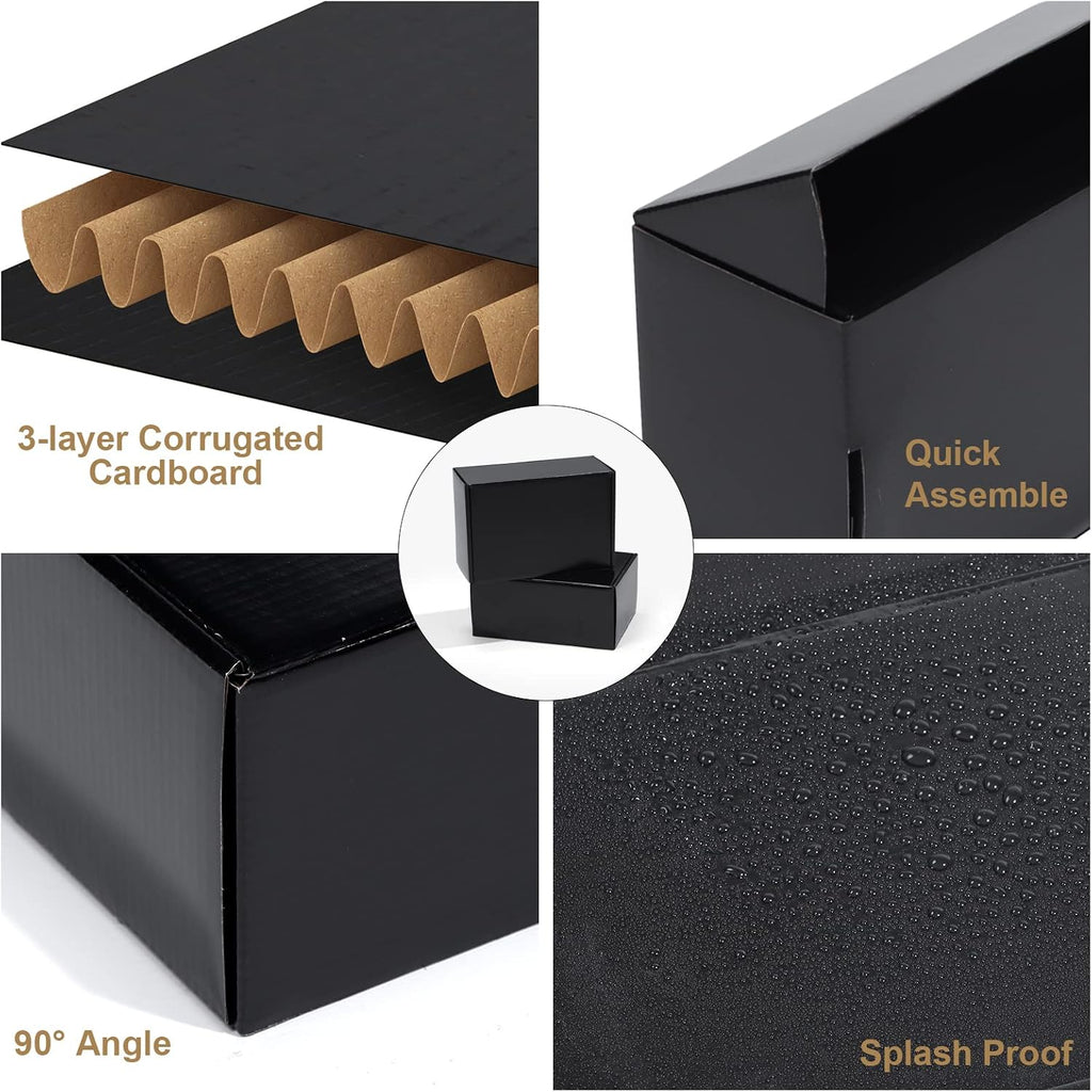 6x4x3 Black Small Shipping Boxes, 20 Packs Corrugated Cardboard Mailer Boxes for Packaging Small Business Mailing