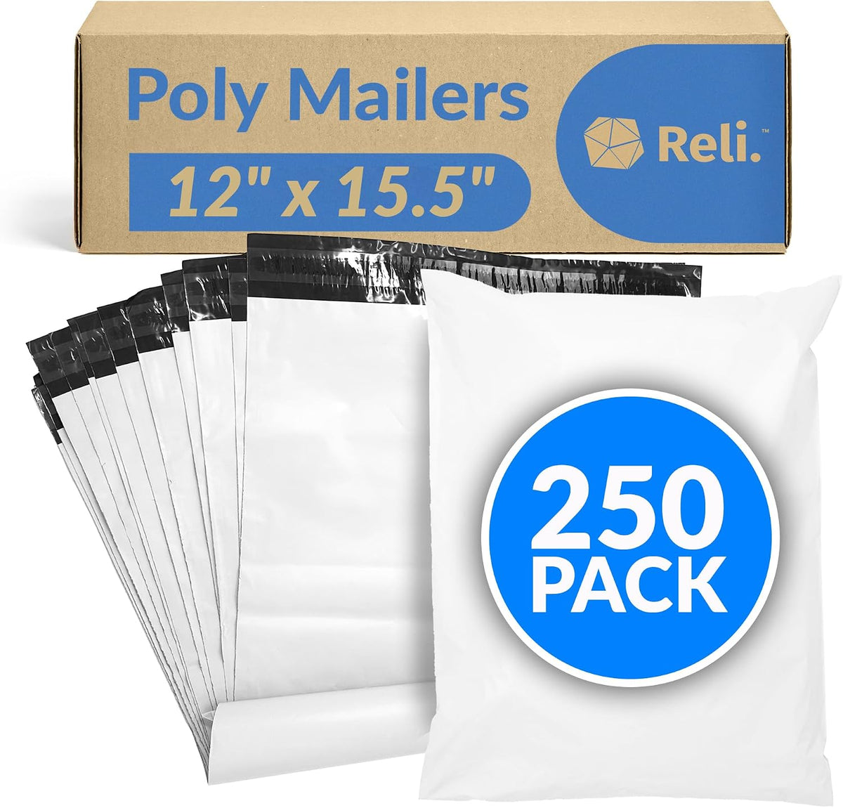 Poly Mailers 12x15.5" | 250 Pcs - White