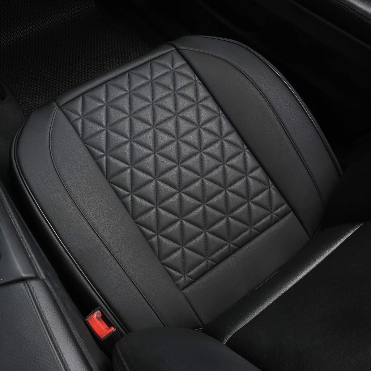 Luxury Faux Leather Car Seat Cover Front Bottom Seat Cushion Cover, Anti-Slip and Wrap Around The Bottom, Fits 95% of