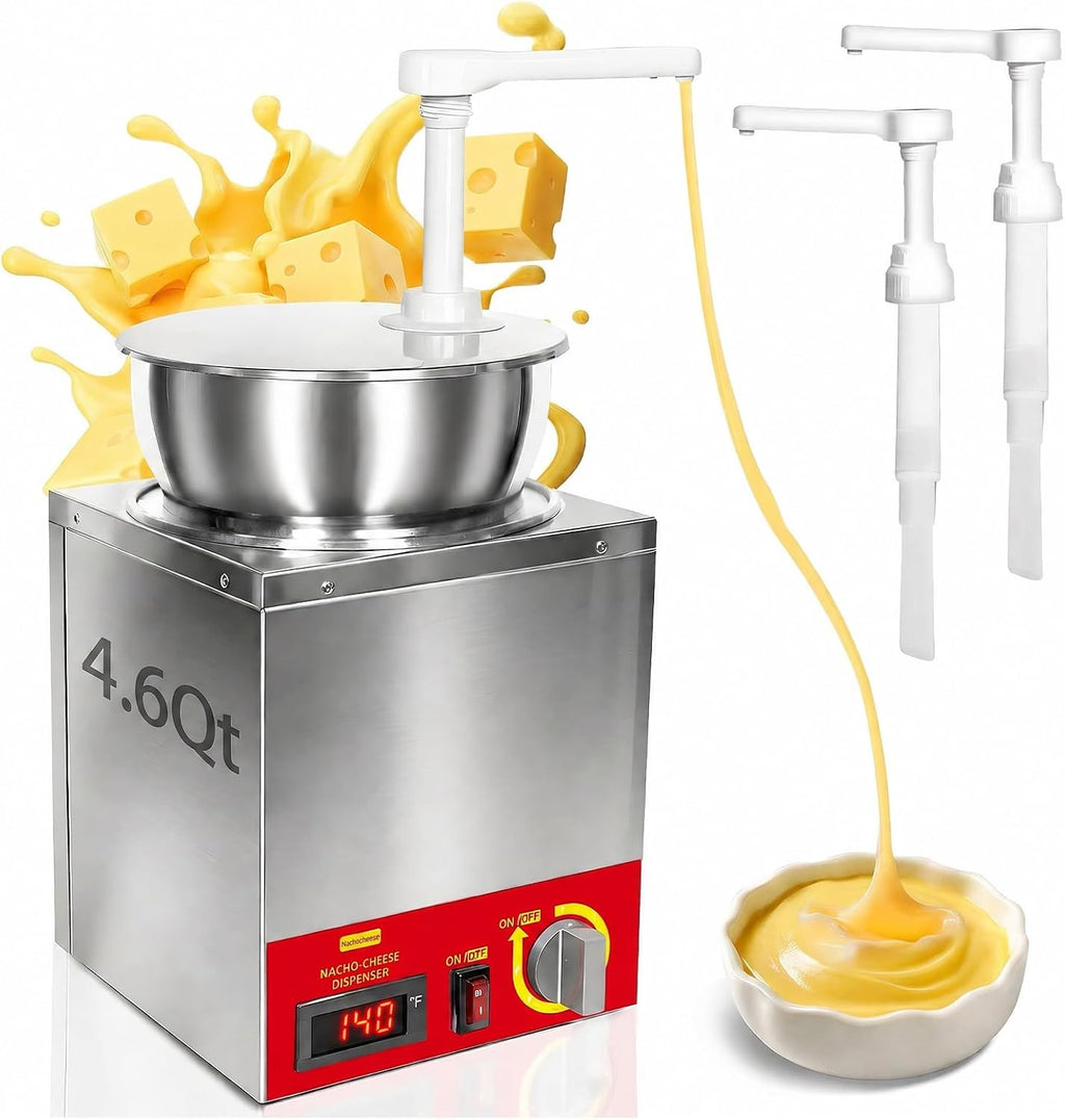 4.6Qt Nacho Cheese Dispenser with Pump, Nacho Cheese Warmer Digital Display