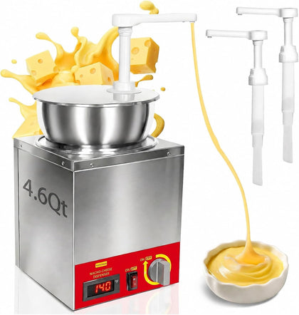 4.6Qt Nacho Cheese Dispenser with Pump, Nacho Cheese Warmer Digital Display
