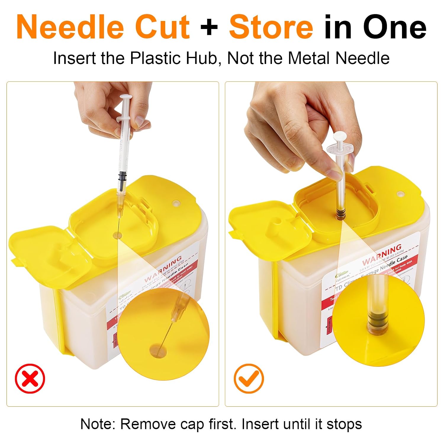 Needle Hub Clipper for Syringe and Disposal Sharps Container, Fits for Home and Travel,Compatible with Insuline