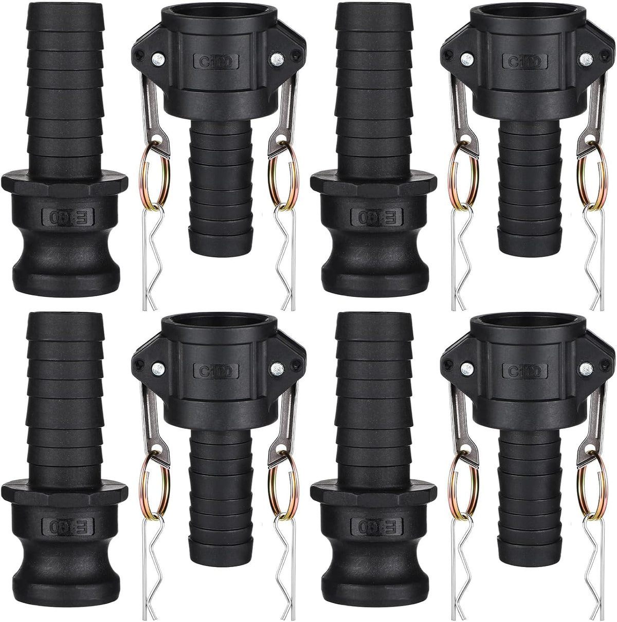 Pangda 4 Sets/ 8 Pcs Polypropylene Camlock Fittings, 1" Type C