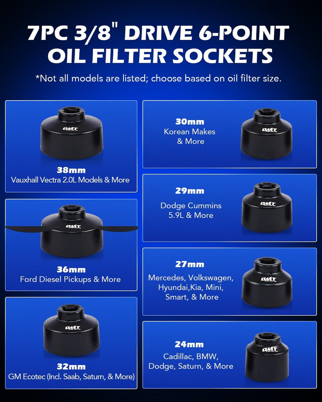 Oil Filter Wrench Set, 10pc Oil Filter Socket Set, 3/8" Drive Metric Oil Filter Cap Wrench Removal Tool Kit, Low