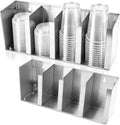 Stainless Steel Cup Dispenser, 4 Compartments Cup & Lid Holder