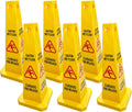 Pack of 6 Floor Safety Cone, Caution Wet Floor Sign Cones, 4 Sided Sign Cones, Yellow