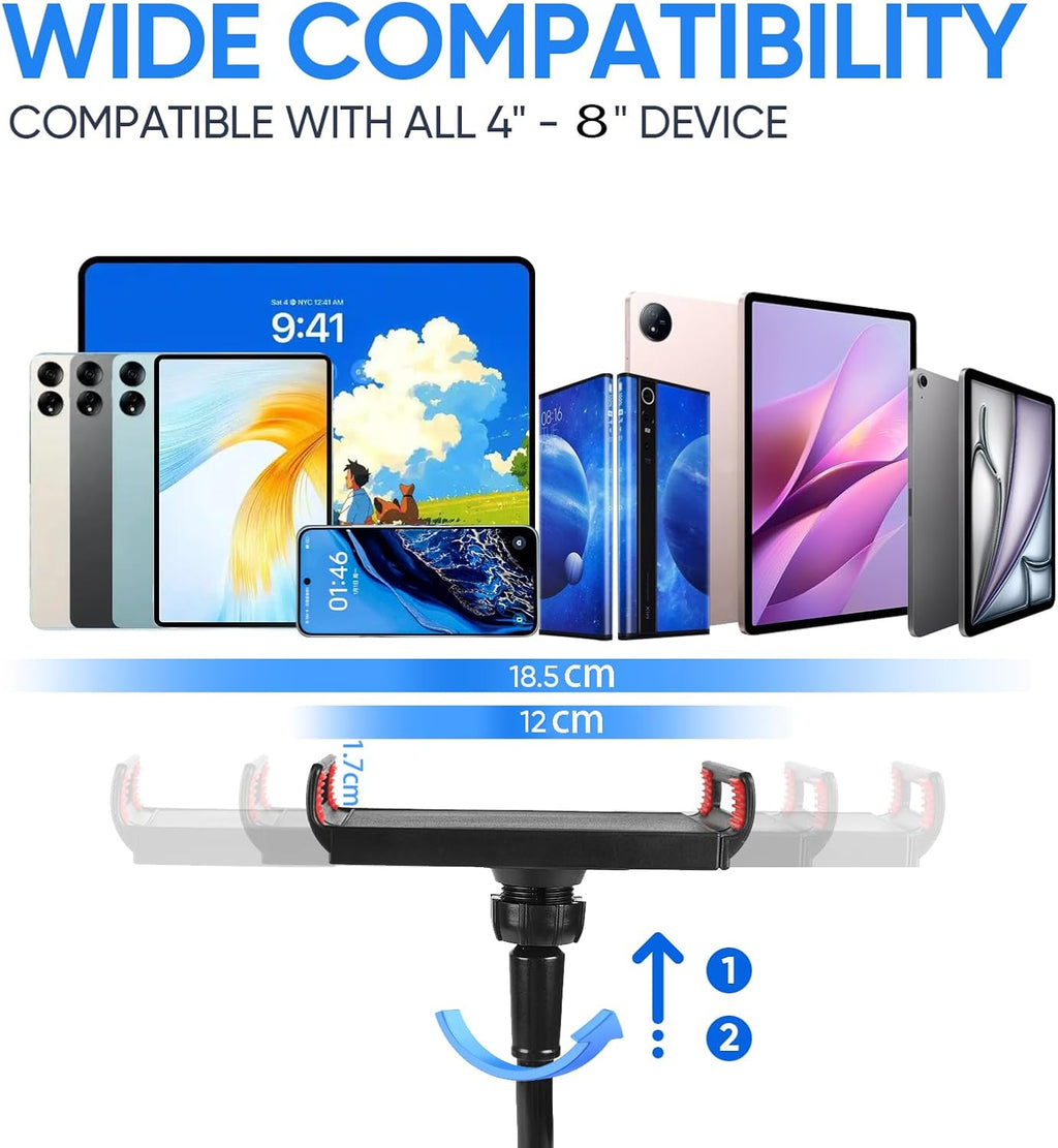 Lazy Bracket Gooseneck Tablet Holder for Bed, 360 Flexible Long Arm Adjustable Tablets Stand Clamp for Desk Phone
