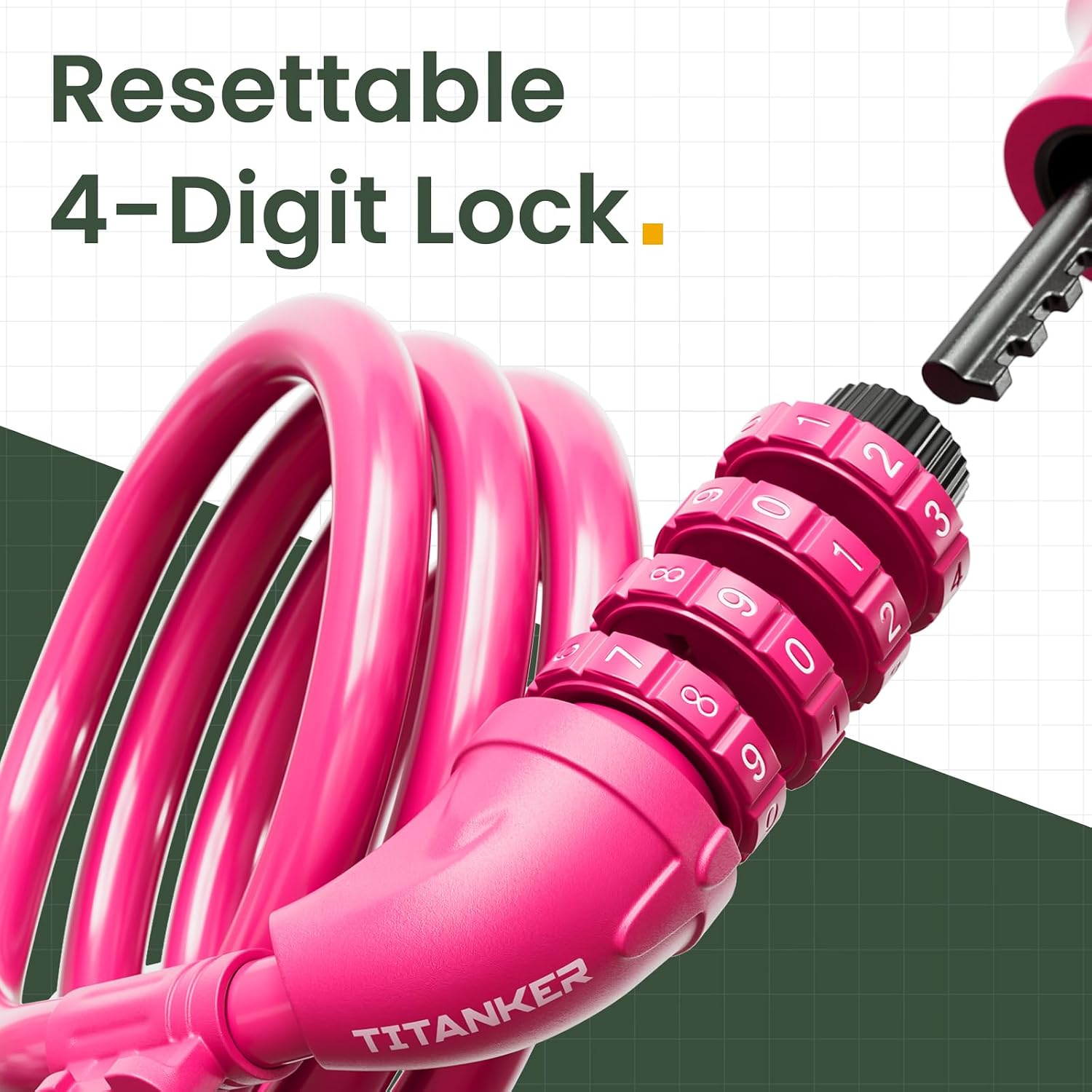 Bike Lock, Bicycle Lock 4 Feet Cable Lock 1/2 Inch Resettable Bike Lock Combination with Mounting Bracket, Bike