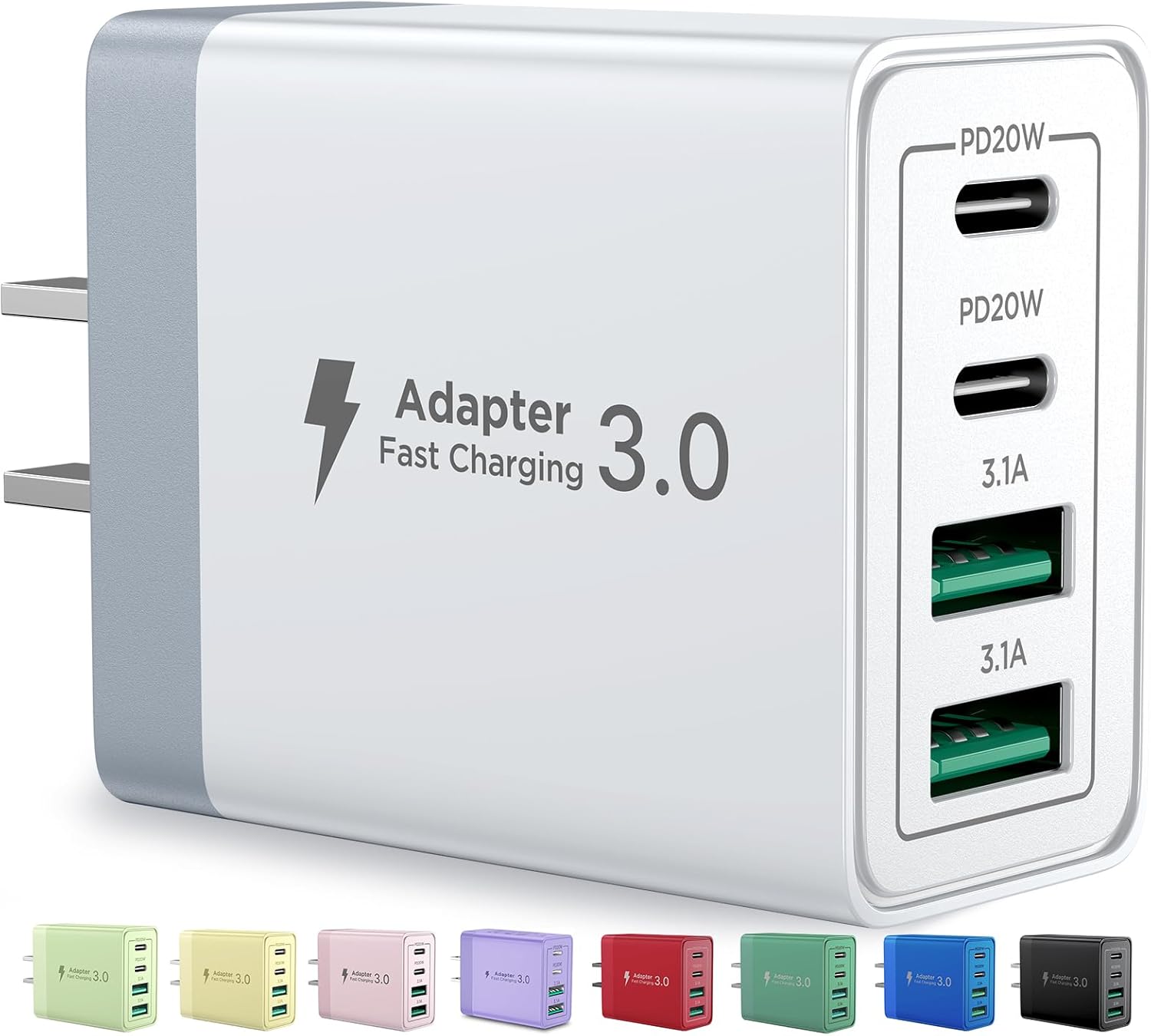 USB C Charger Block, 40W Fast Charging Block Type C Charging Block 4-Port Dual Port PD+QC Wall Charger Head Cube for