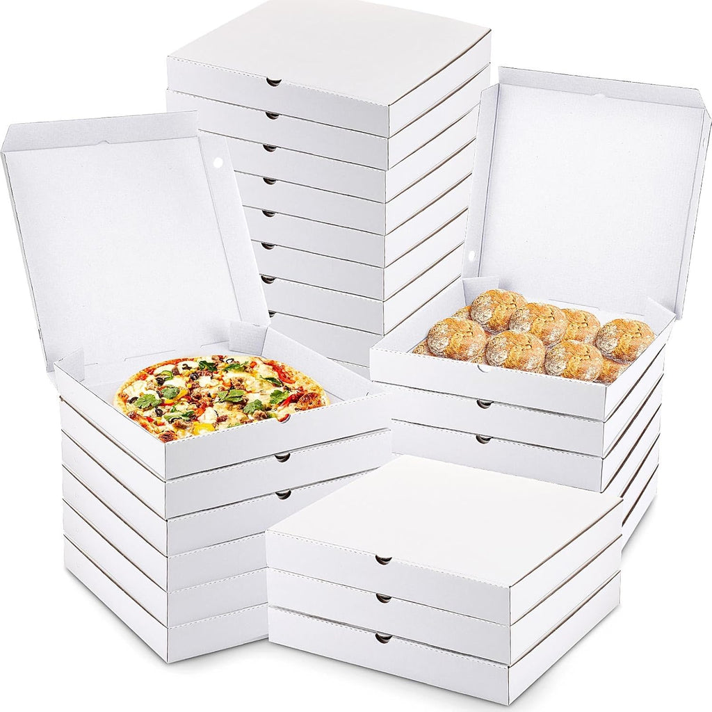 100 Pcs Pizza Boxes Bulk Cardboard Square, White, 12 Inch