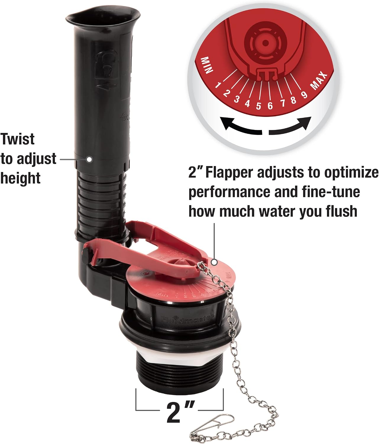 K-507A-008 Universal 2-Inch Adjustable Toilet Flush Valve Repair Kit with Toilet Tool Multicolor