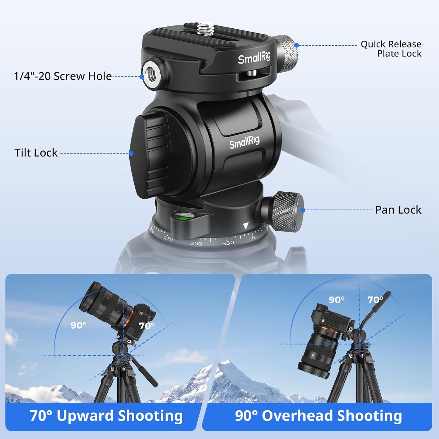 Portable Travel Video Tripod, Carbon Fiber Compact Tripod for Outdoor Photography, 5kg Load, Fluid Head with 360° Pan