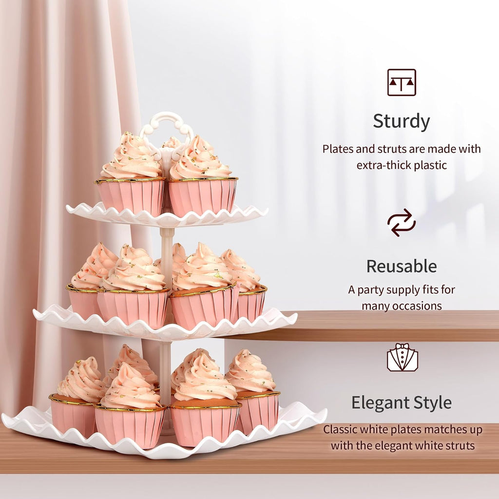 5-Piece Cupcake Stand & Appetizer Trays Set (White)
