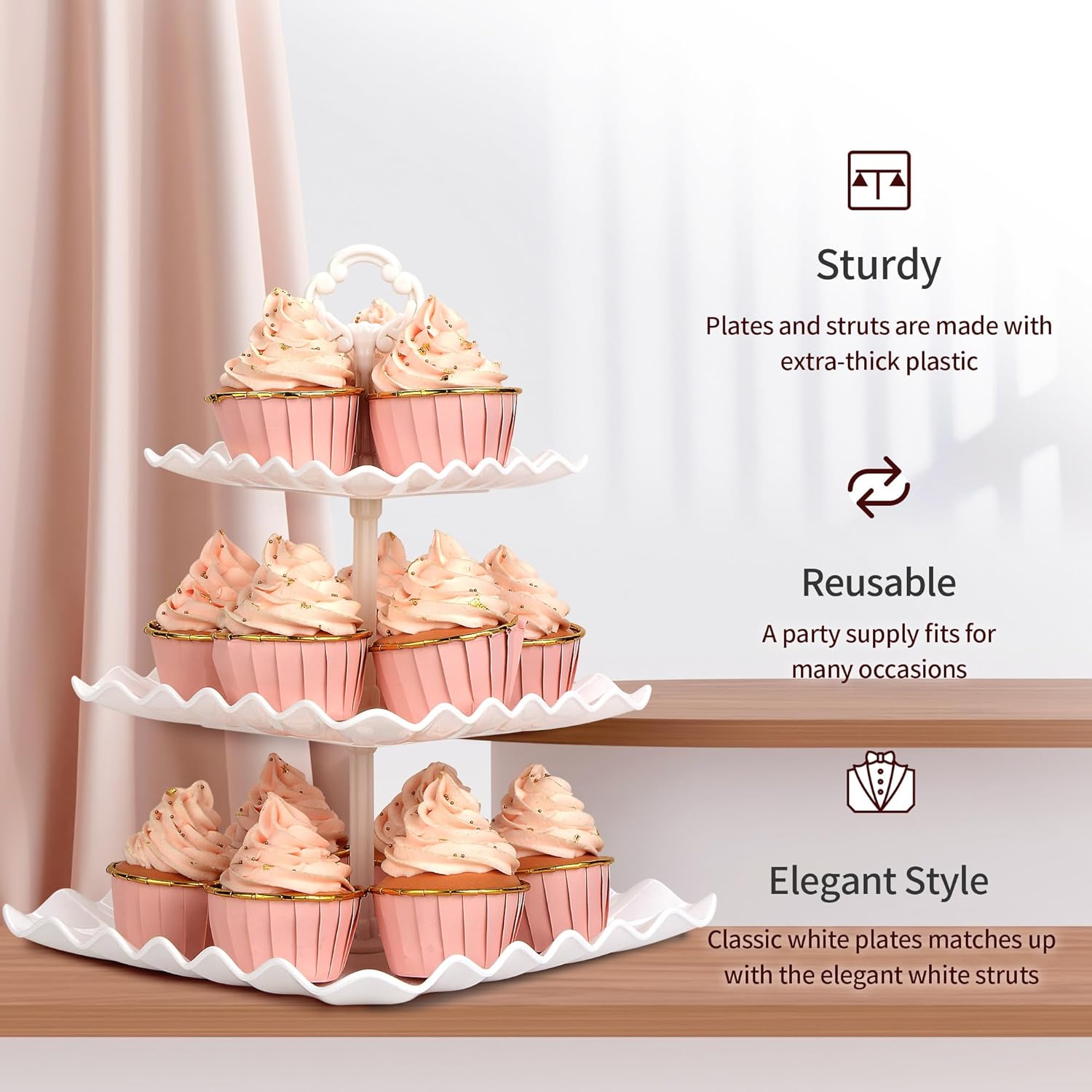 5-Piece Cupcake Stand & Appetizer Trays Set (White)