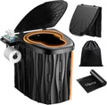 New Upgraded 15'' XL Portable Toilet for Adults, Camping Toilet Tested 500 LBS With Lid & Removable Paper Holder