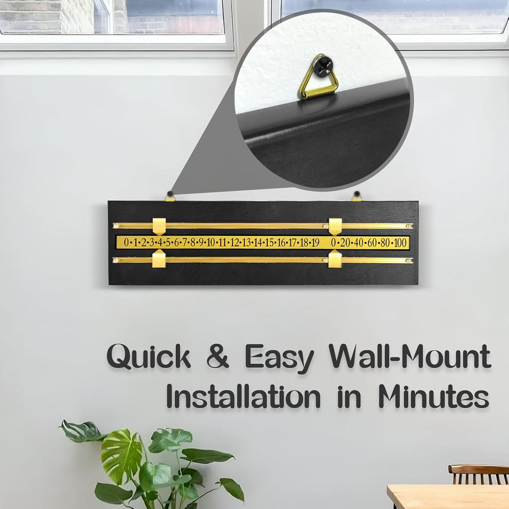 Wooden Wall-Mounted Scoreboard for Snooker,Billiards, Pool Table and Shuffleboard Games - Classic Score Keeper for