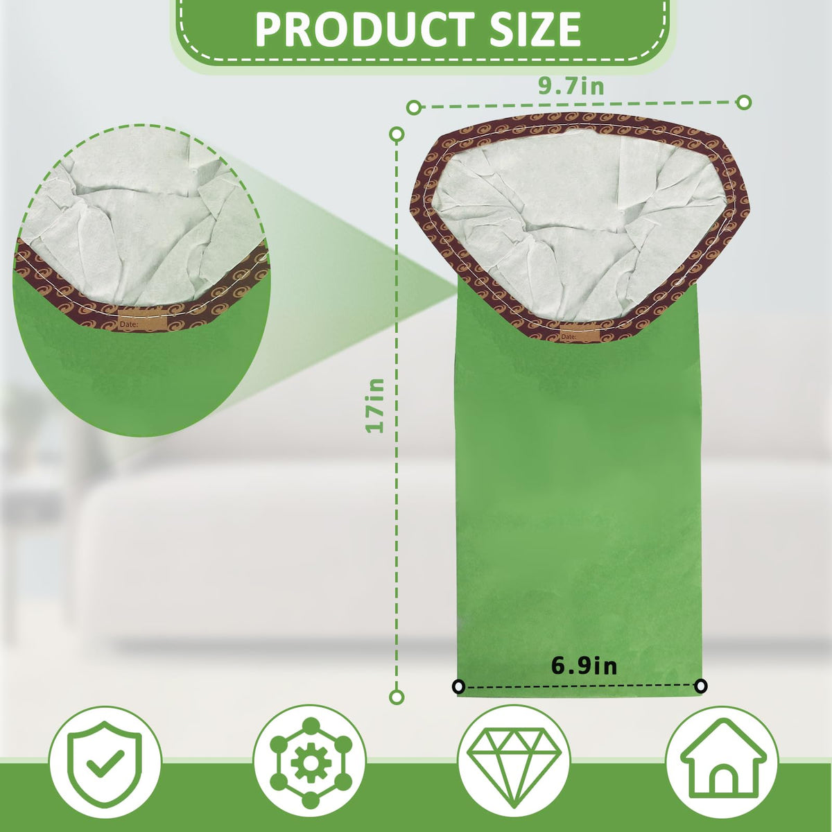 20 Pack 107313 Backpack Vacuum Bags Compatible with ProTeam 10 QT Backpack Vacuum Cleaner, 107313 Open Triangular Collar Micro Filter Bags