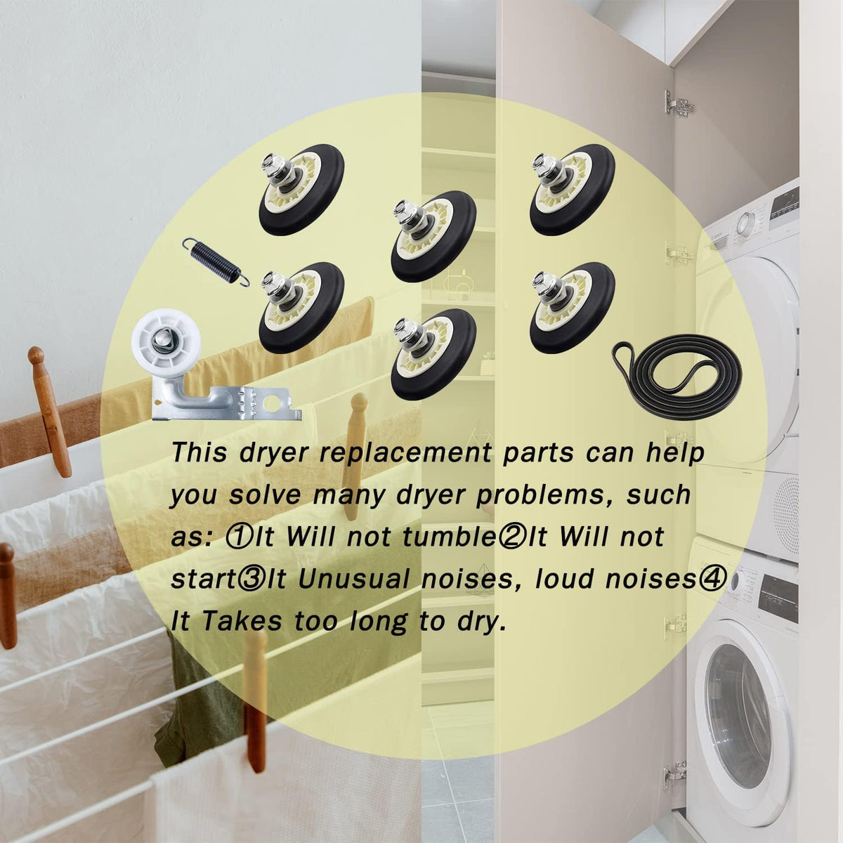 New Upgrade Dryer Roller Replacement Kit Fit for LG or Kenmore Dryer