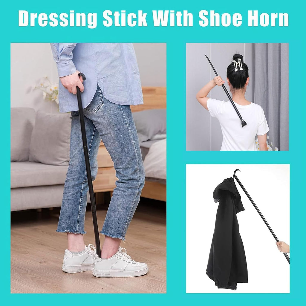 Sock Aid Device for Seniors Kit (Sock Aide and Dressing Stick) - Sock Helpers to Put on Your Socks No Bending - 35"