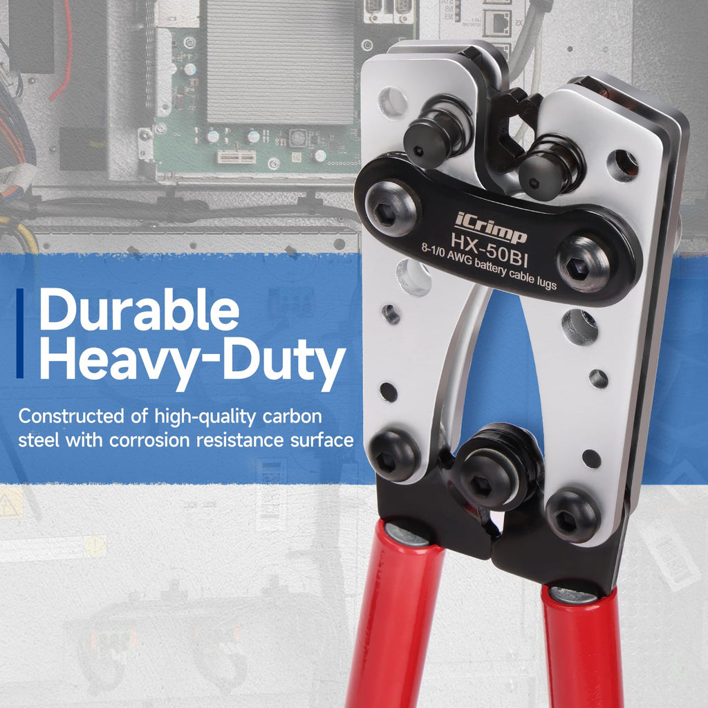 iCrimp Cable Lug Crimping Tool for Heavy Duty Wire Lugs AWG 8-1/0