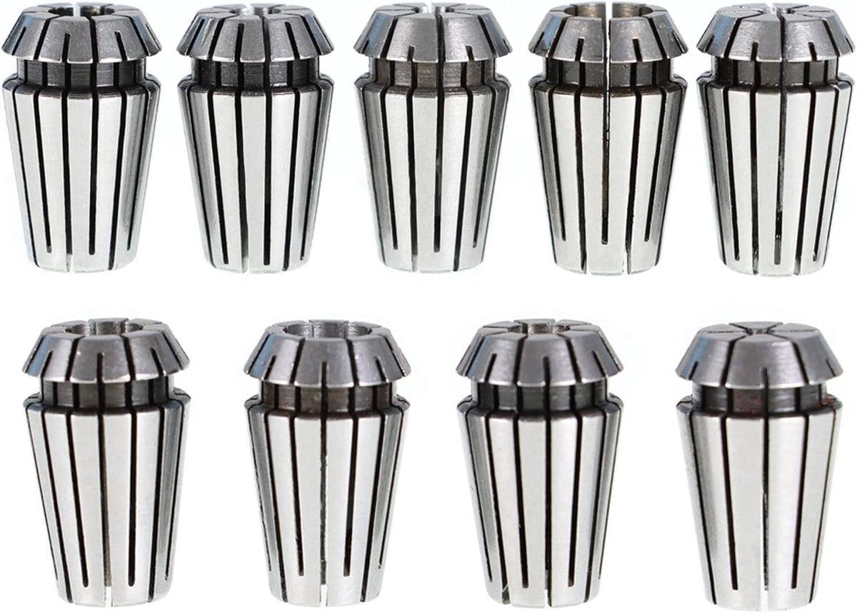 ALL-CARB 9Pcs ER16 Spring Collet Set 1/8-3/8 Inch Good Elasticity
