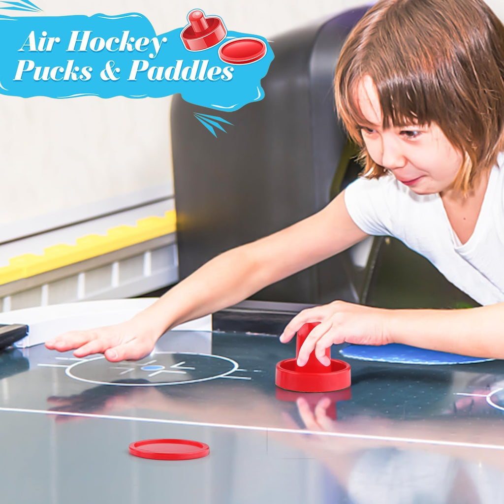 3 Sets 60mm Mini Air Hockey Pucks and Paddles Air Hockey Pushers Goal Handles Paddles Red Replacement Accessories for