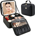 Travel Makeup Bag with LED Mirror, Travel Makeup Organizer，Three-level Adjustable Brightness, Makeup Bag with