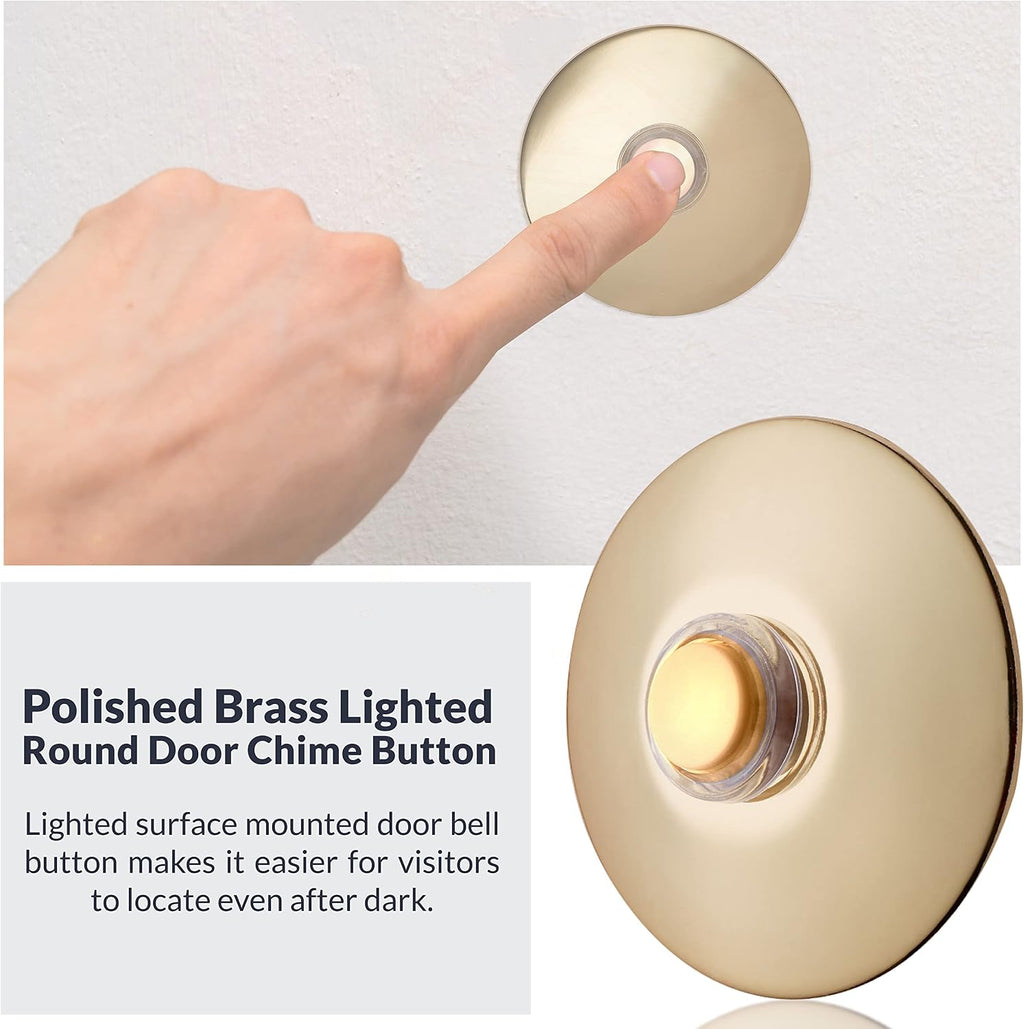 BR5WL Lighted Doorbell Button, 1-Pack, Brass