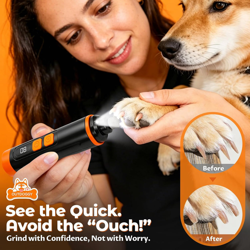 Dog Nail Grinder, Quiet 3-Speed with LED & Safety Guard