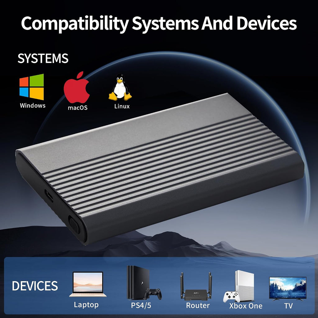 2.5 Inch SATA to USB External Hard Drive Enclosure, USB Type-C/Type-A to Sata Compatible for 2.5 Inch 7mm 9.5mm HDD