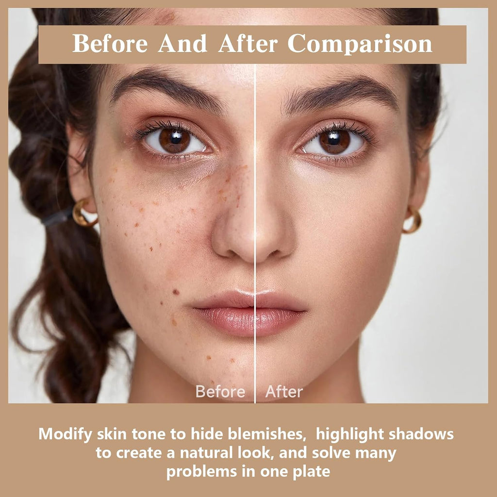 12 Colors Cream Concealer Foundation Palette, Long-Wearing Smudge Proof Blendable Full Coverage Cream Contour Blush