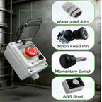 Emergency Stop Button with Weatherproof Box, 660V 10A, IP67 Rated, Emergency Shut Off Switch, E-Stop Red Push Button Switch