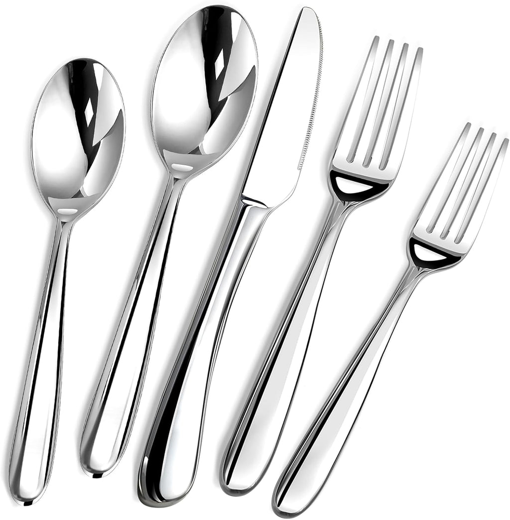 Heavy Duty Silverware Set for 12, Stainless Steel Flatware Cutlery Set
