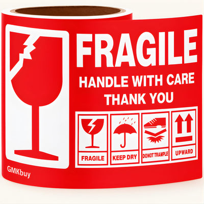 4 x 6 Inch – 100 Fragile Stickers for Shipping & Moving – Easy Tear, Permanent Adhesive, Handle with Care Stickers