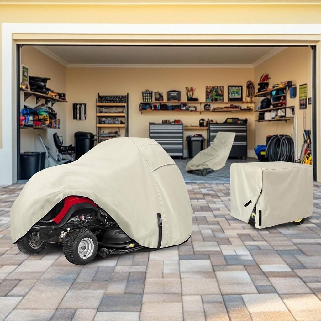 Heavy Duty 600D Polyester Lawn Tractor Cover Waterproof Universal Riding Lawn Mower Cover (Up to 54 inches Decks
