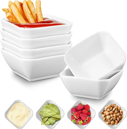 6 Pack Soy Sauce Dishes, 3 oz Ceramic Dipping Bowls, Pinch Bowls, Small Dip Bowl Set, Sauce Dish Bowl, Mini Bowl for