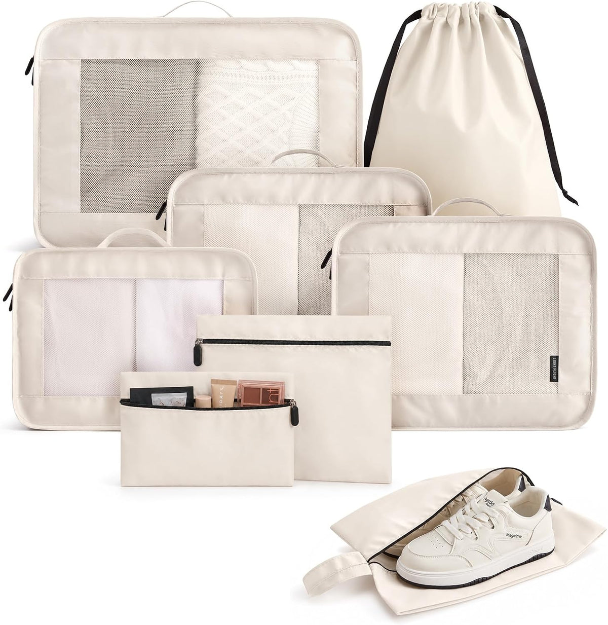 8 Set Packing Cubes for Travel, Cruise Ship Travel Essentials | 8-Pack Packing Bags, Mesh Luggage Organizer Bags &
