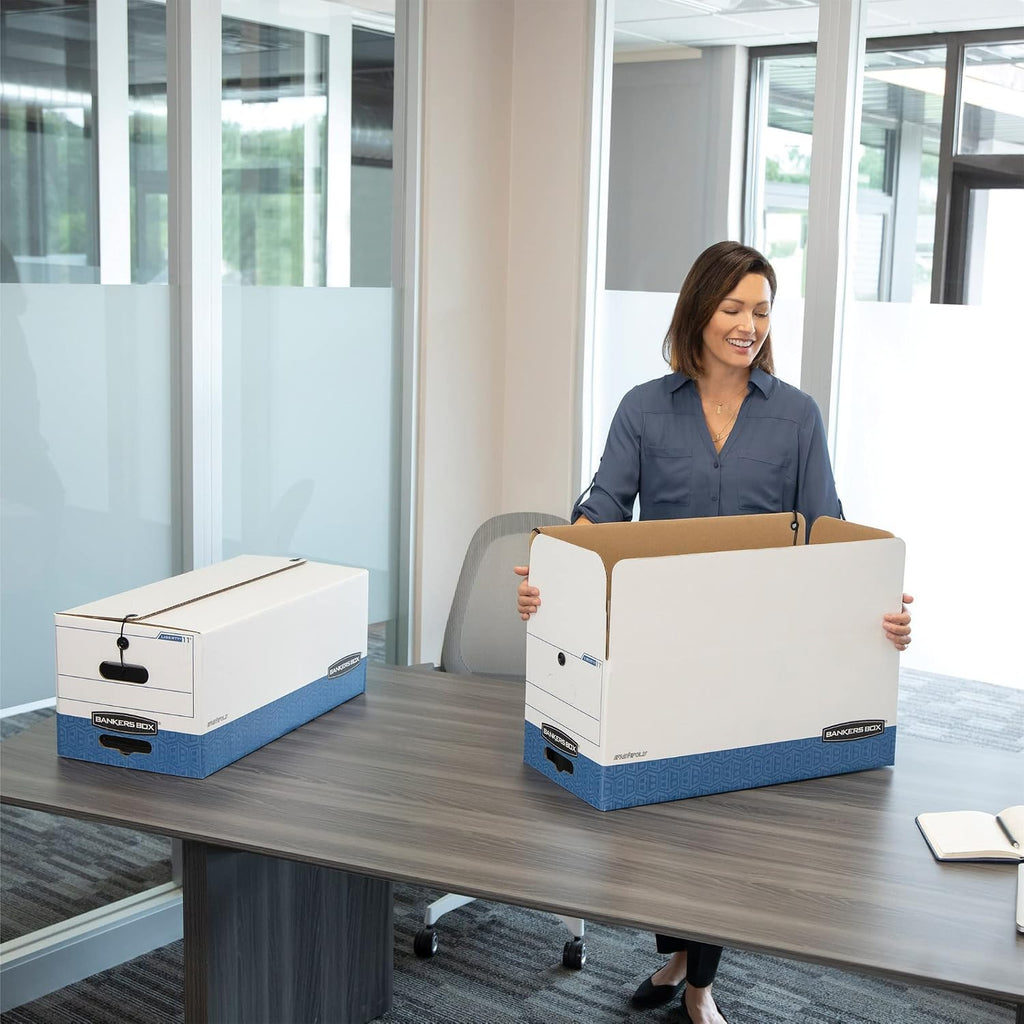 Stor/File FastFold Medium-Duty Storage Boxes With String & Button Closure and Built-In Handles, Legal Siz